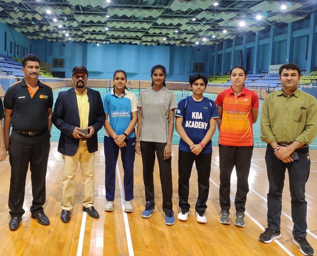 The selected Indian girls U-18 badminton team with officials after the selection trials held at the Balewadi Sports Complex in Pune. (Pic credit: DSO)