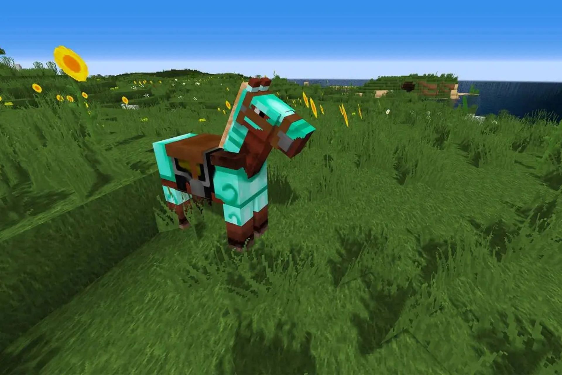 Horses can equip armor to improve their durability in battle (Image via Mojang)