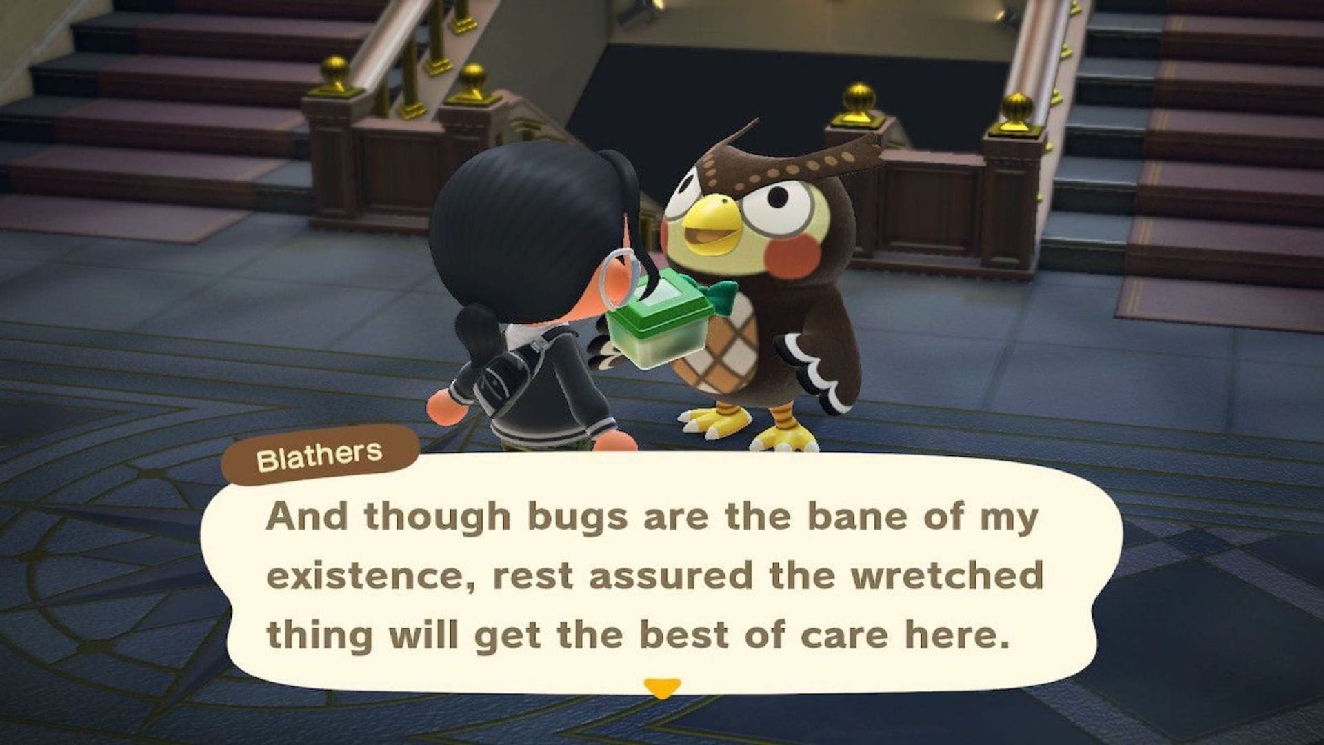 Why does Blathers hate bugs in Animal Crossing: New Horizons?