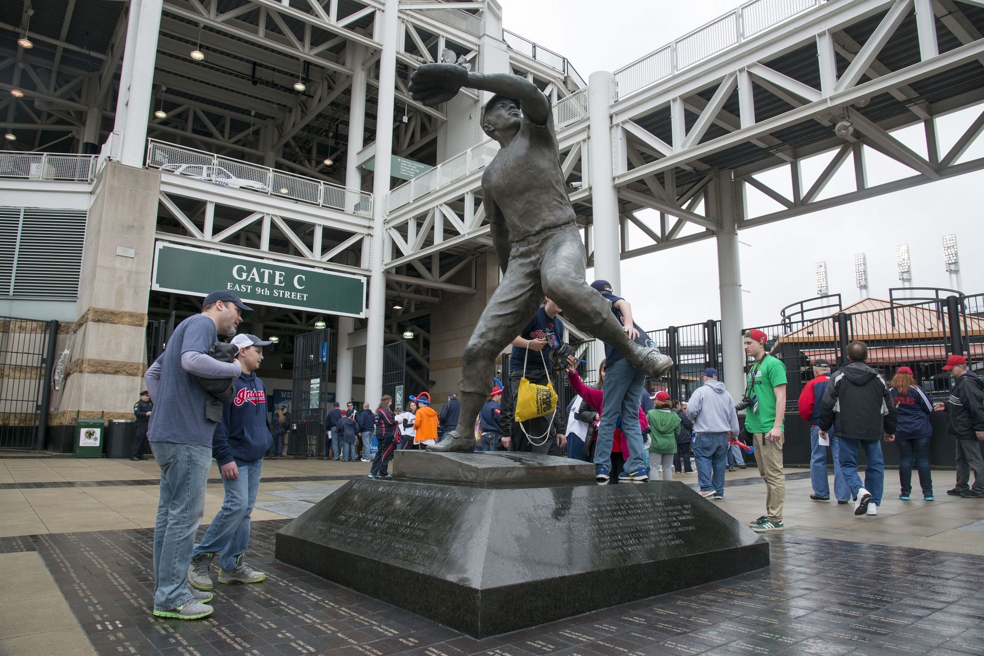 A statue bearing Bob Feller&#039;s likeness graces the grounds outside Cleveland&#039;s Progressive Field