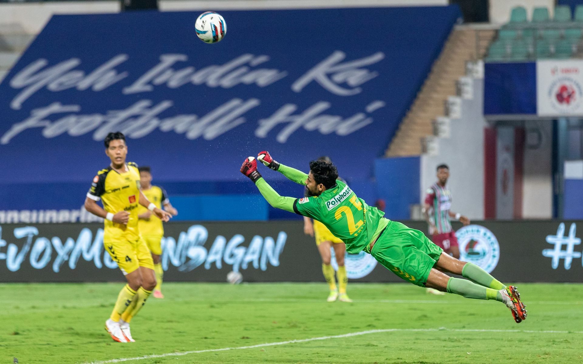 Laxmikant Kattimani made some fabulous saves in the second leg(Image courtesy: ISL Media)
