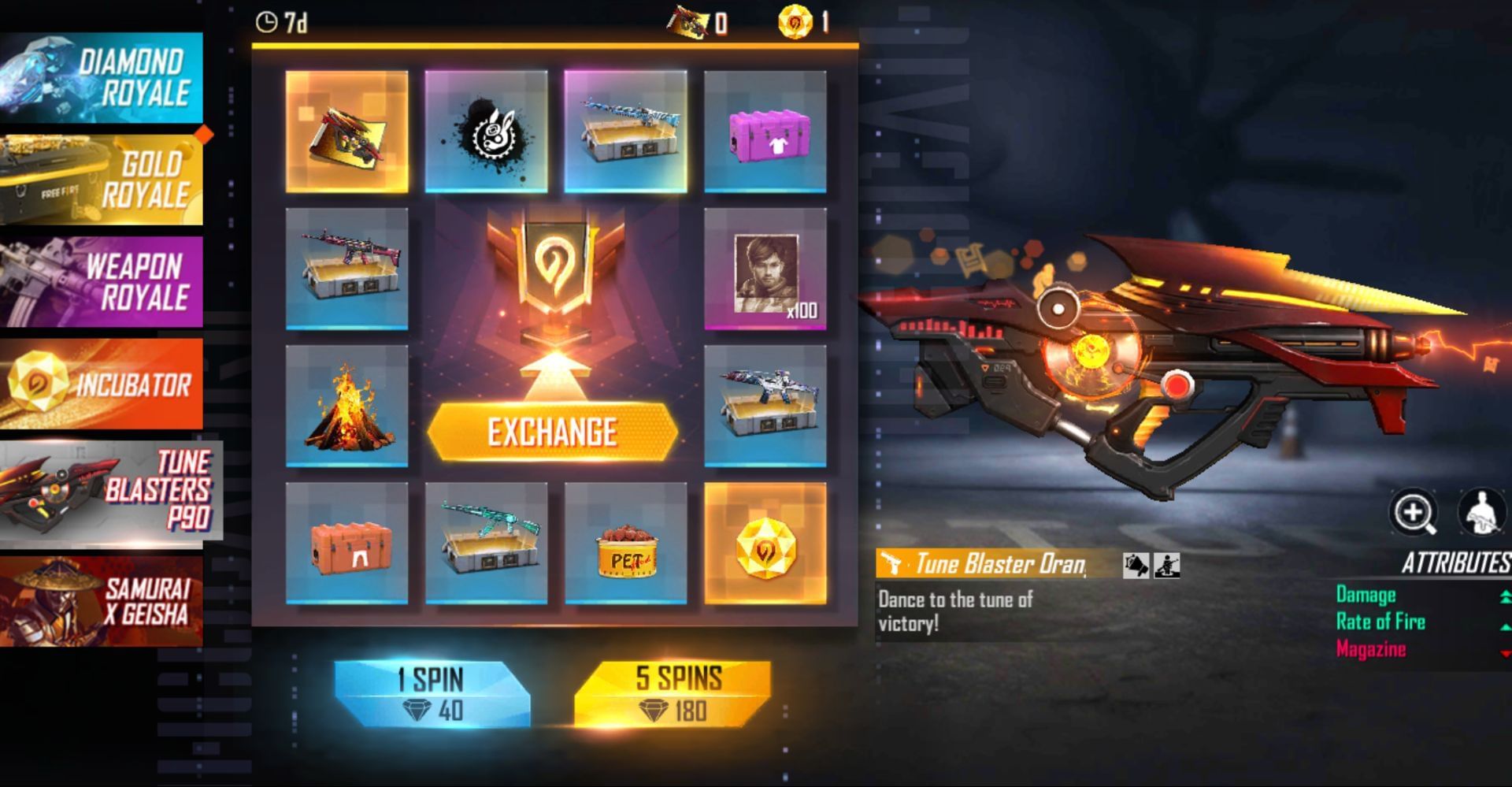How To Get Tune Blaster Orange P90 In Free Fire Max Incubator This Week