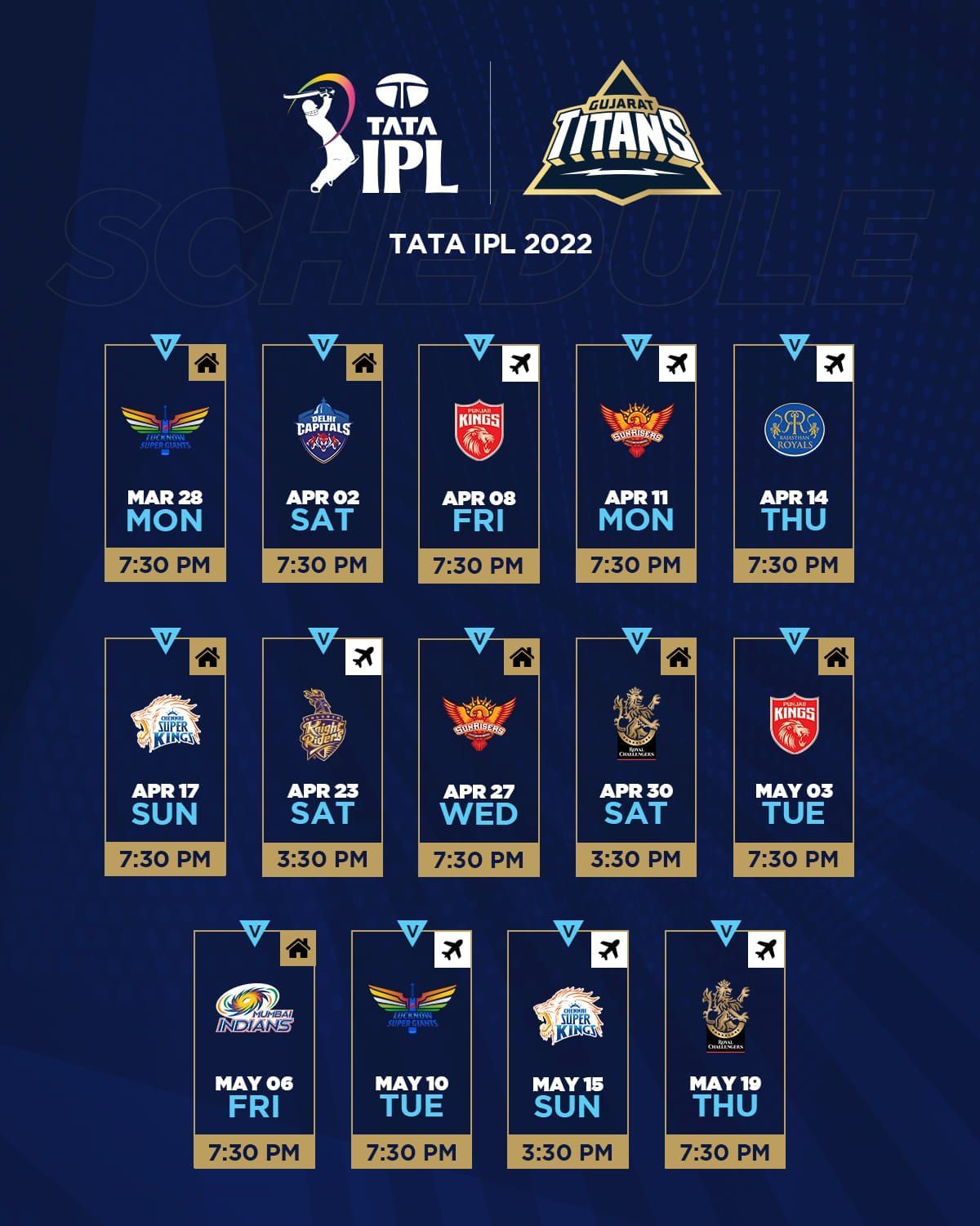 IPL Match Schedule 2022 & Time Table