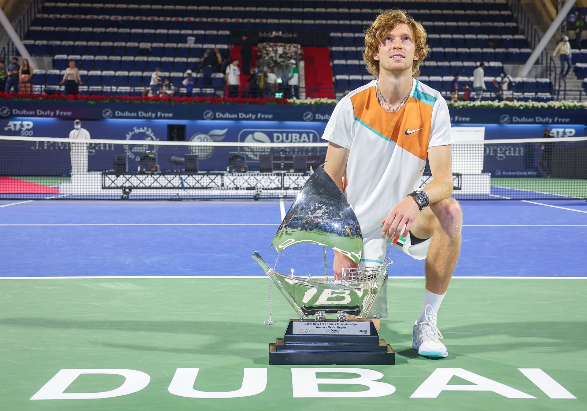 Andrey Rublev at the 2022 Dubai Tennis Championships.