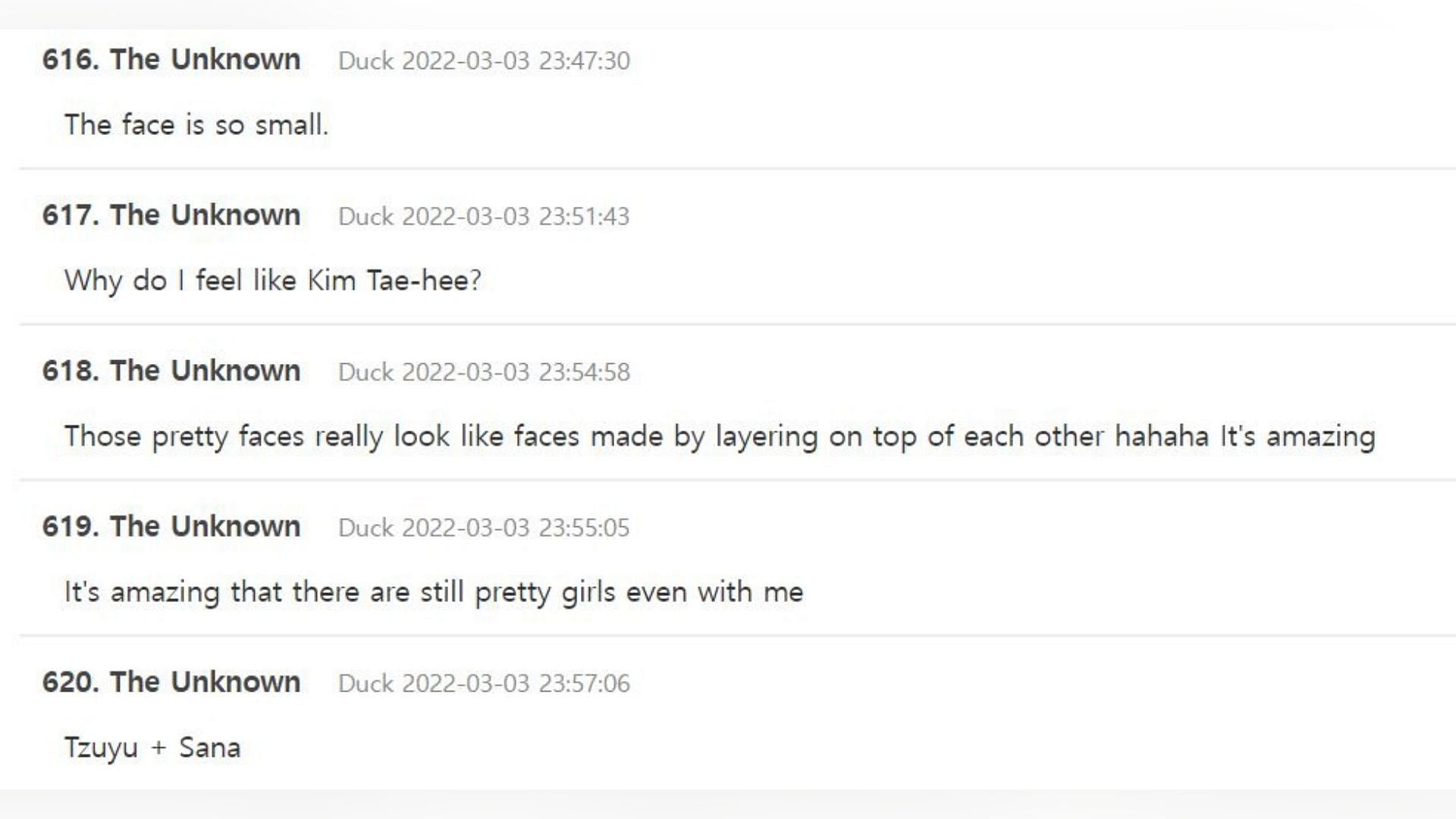 Comments complimenting the rookie idol (Image via theqoo)