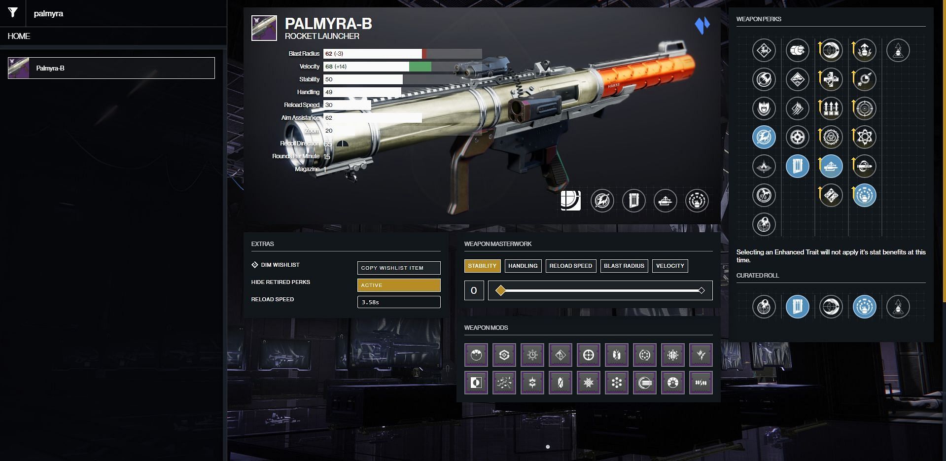 Palmyra-B God Roll Guide In Destiny 2 And How To Get It