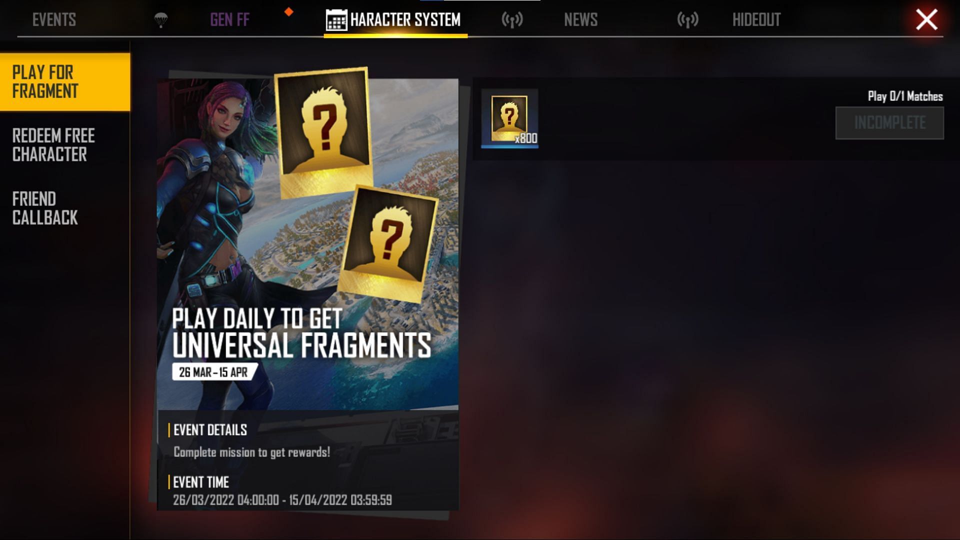 How to get and use 800 Universal fragments in Free Fire MAX this week