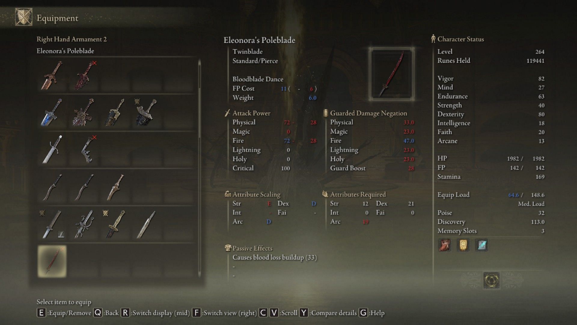 Eleonora&#039;s Poleblade does less damage, but the weapon art compensates for that (Image via Elden Ring)