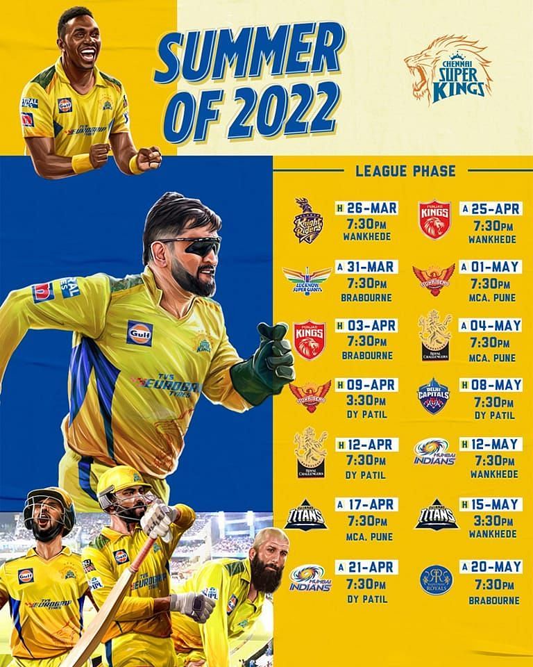 IPL Match Schedule 2022 & Time Table