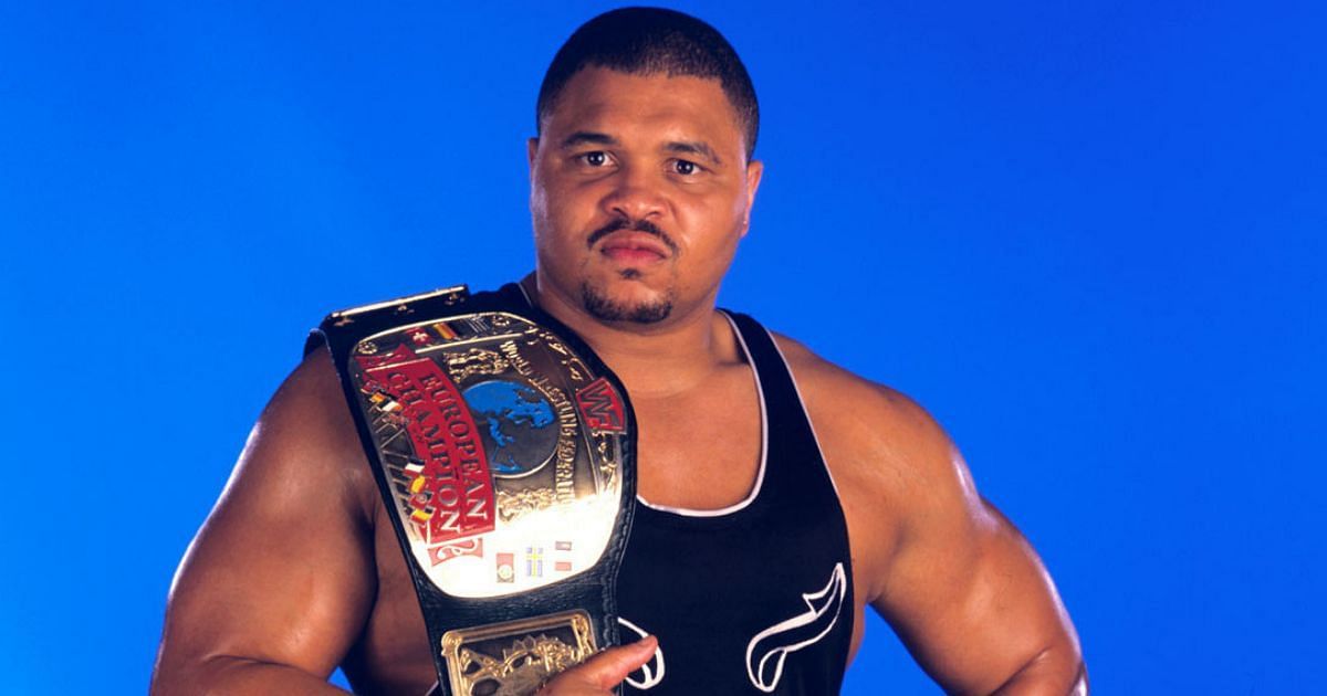 D&#039;Lo Brown with the WWE European Championship.