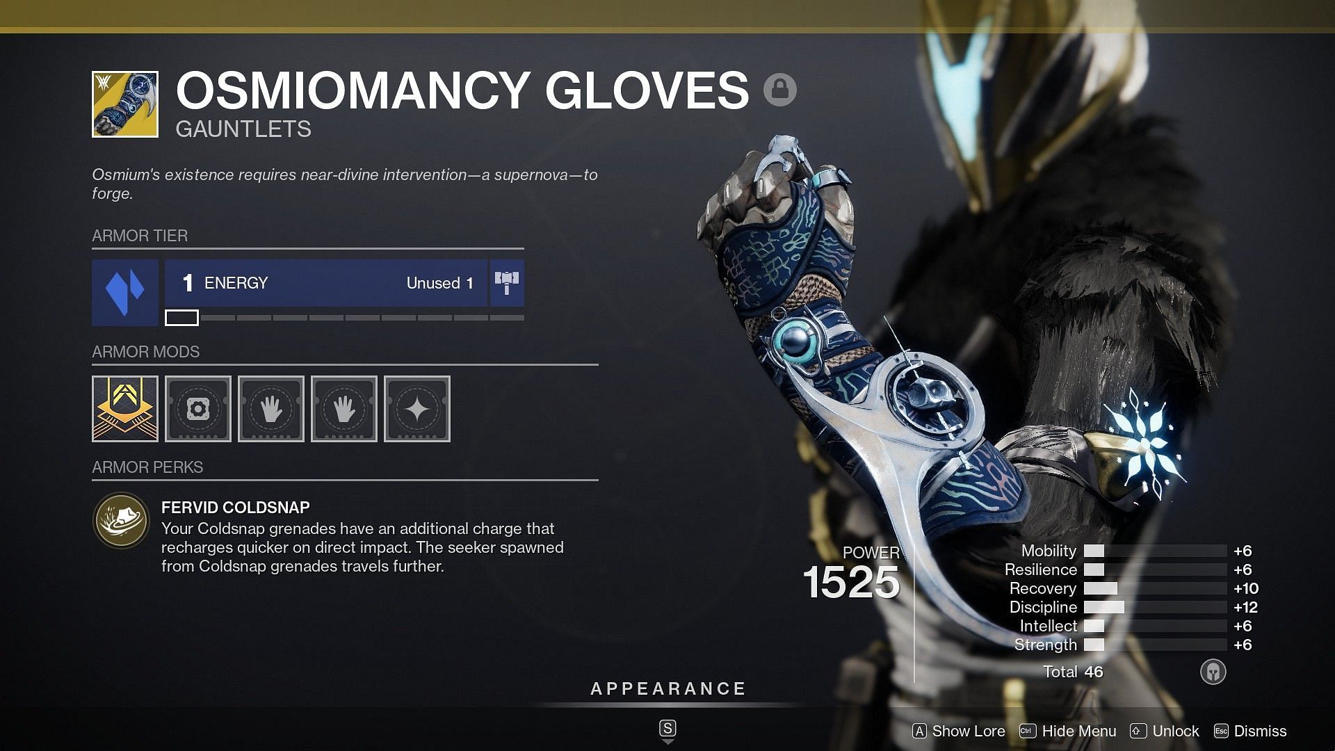Osmiomancy Gloves exotic (Image via Destiny 2)