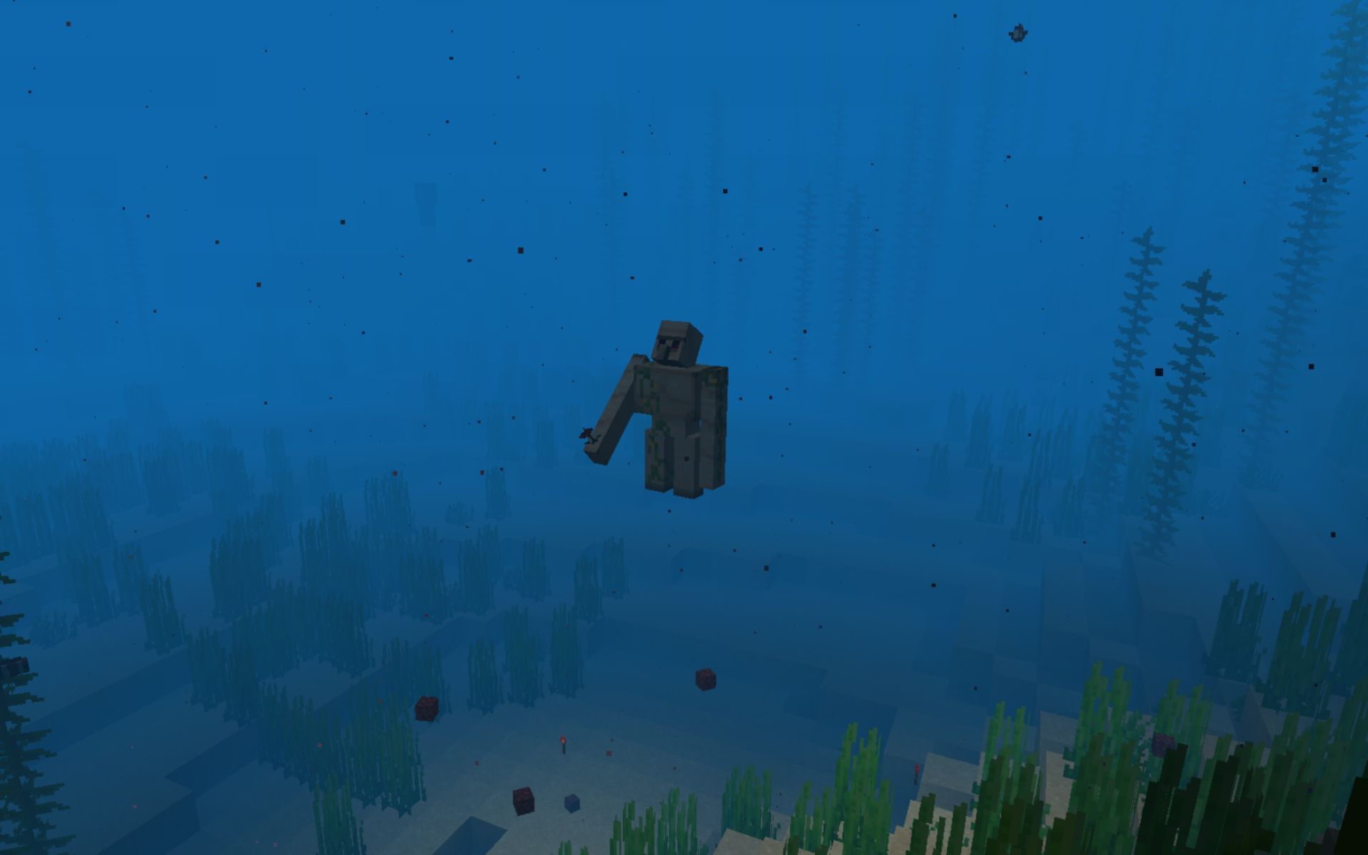 Minecraft Redditor shows an iron golem underwater after falling from