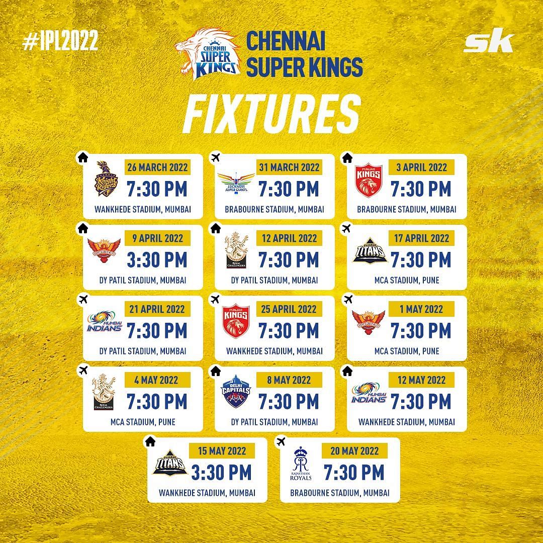 CSK Match Schedule 2022 CSK Next Match & Match Schedule