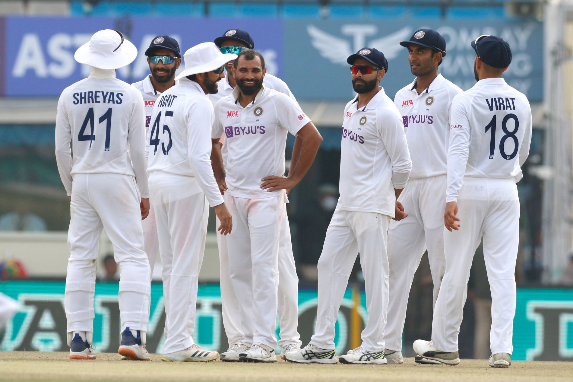 Indian team celebrates a wicket during the Mohali Test. Pic: BCCI