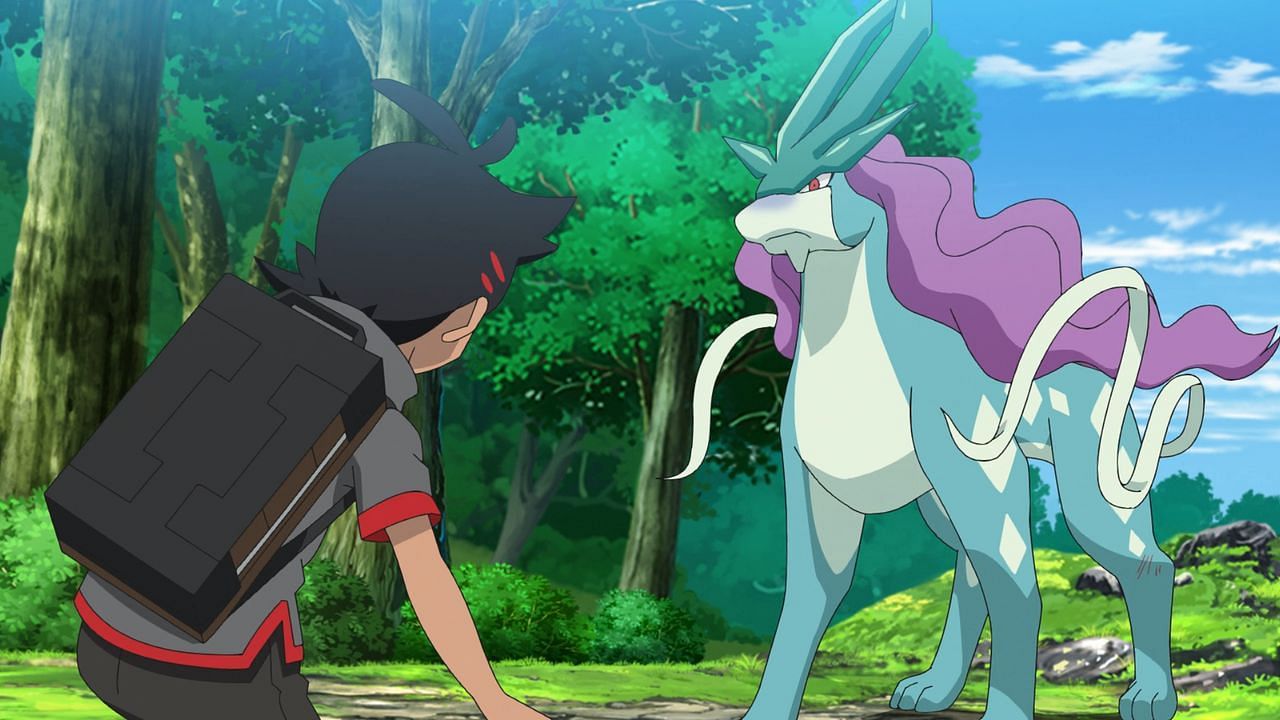 Suicune as it appears in the anime (Image via The Pokemon Company)