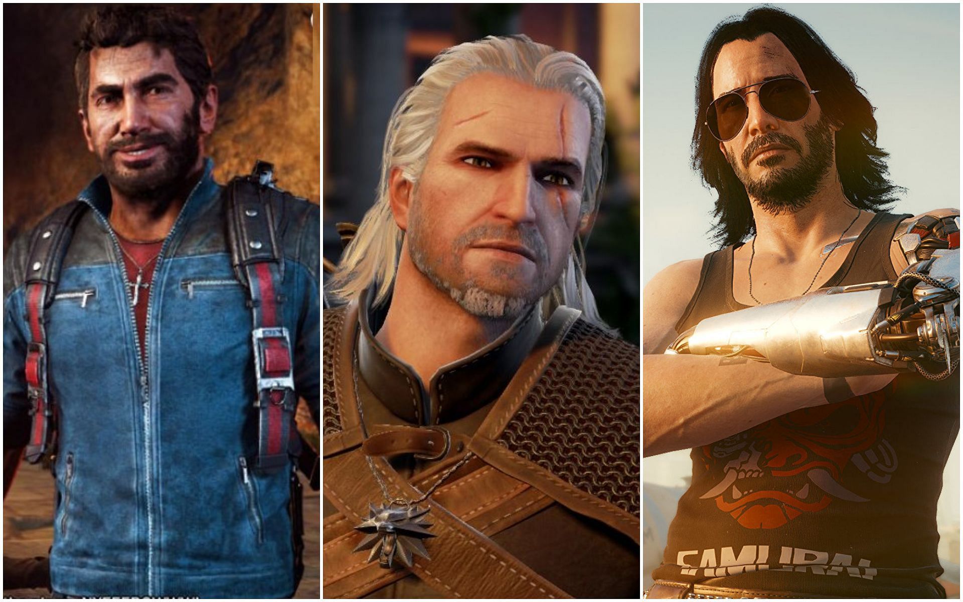 Characters from some open-world titles with large maps (Images via CD Projekt RED and Avalanche)