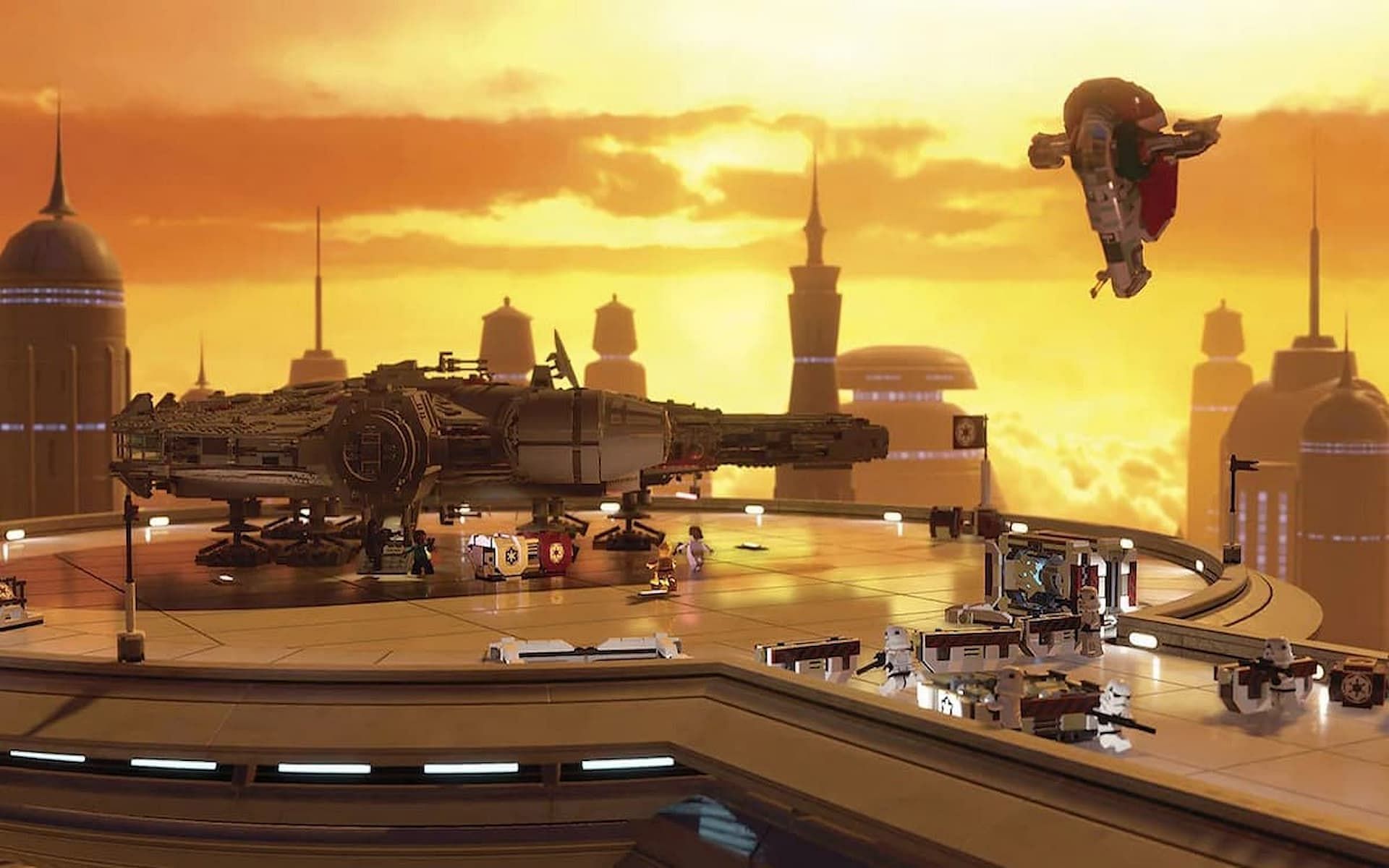 A look at the landing pad of Cloud City in Lego Star Wars: The Skywalker Saga (Image via TT Games)