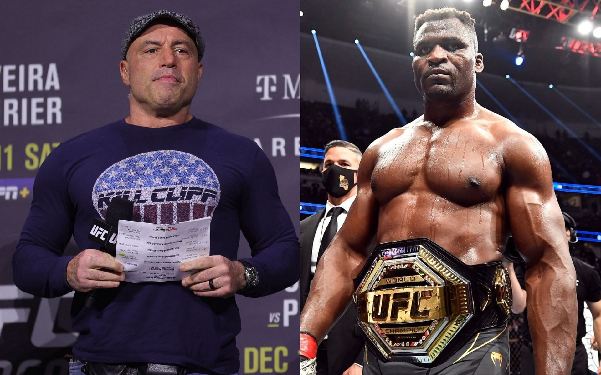 Joe Rogan (left) and Francis Ngannou (right) [Photo credit: @ufc on Instagram]