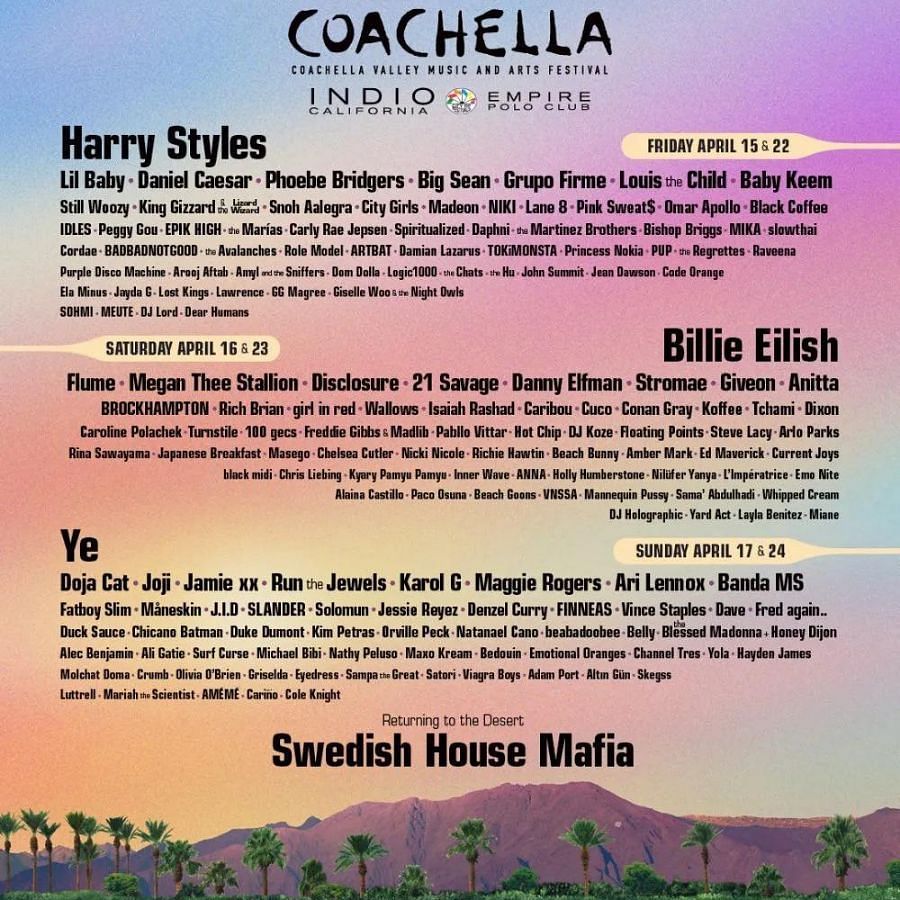 Coachella lineup (Image via Pitchfork)