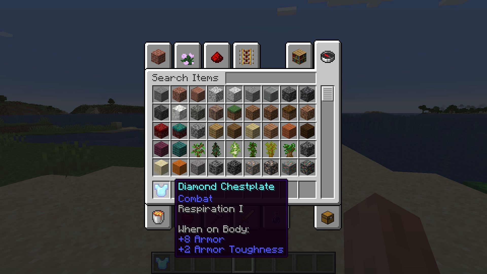 An example of a respiration chestplate made using console commands (Image via Minecraft)