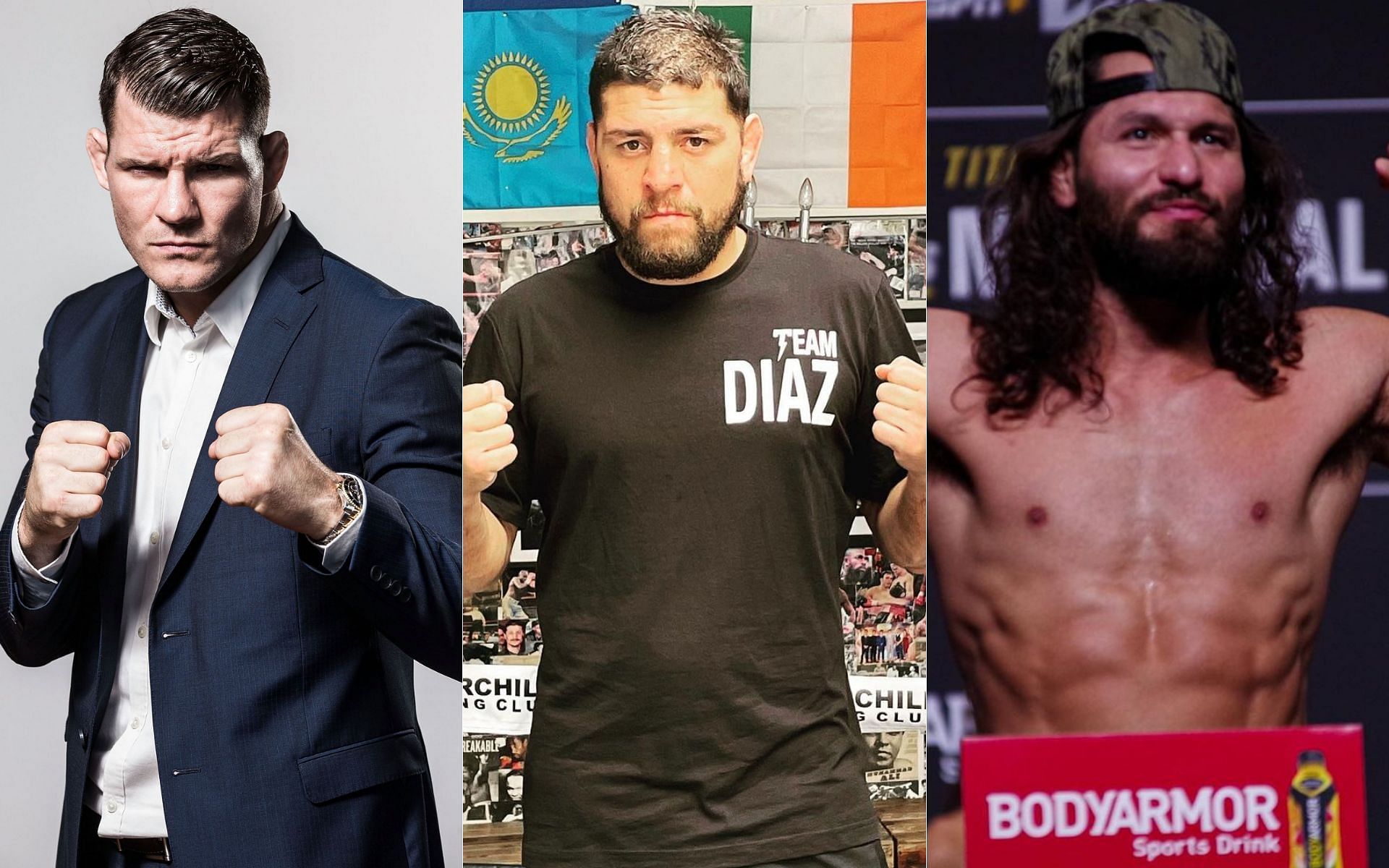 Michael Bisping (left), Nick Diaz (center) and Jorge Masvidal (right)