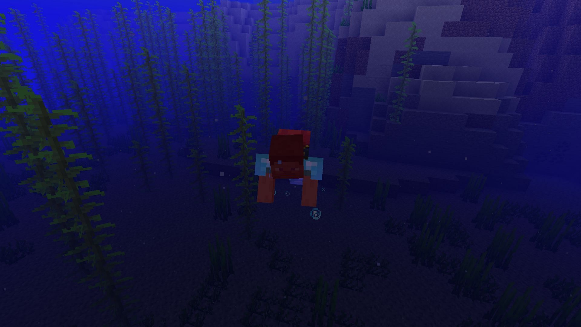 A player drowning underwater (Image via Minecraft)