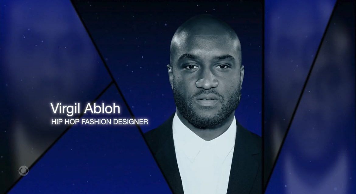 The Grammys labeled Virgil Abloh a &ldquo;Hip Hop fashion designer&rdquo; in their tribute (Image via Philip Lewis/Twitter)