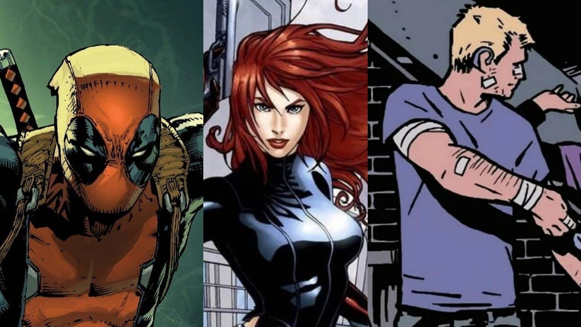 Deadpool, Black Widow, and Hawkeye (Images via Marvel Comics)