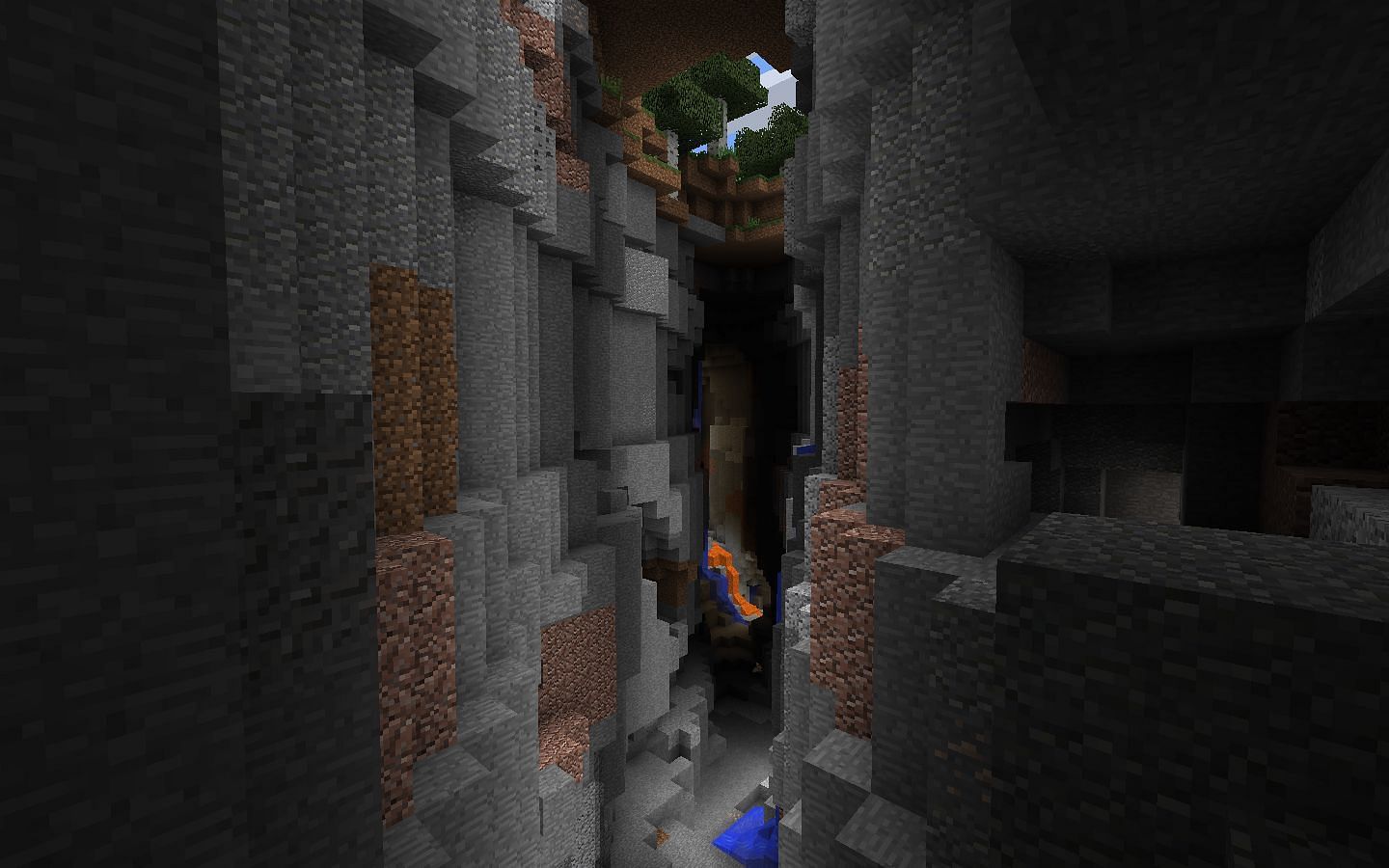 An example of a ravine (Image via Minecraft)