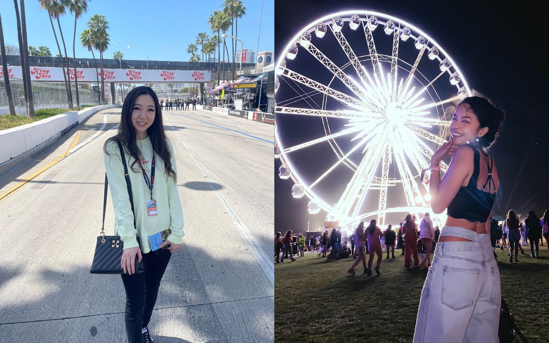 Fuslie talks about an incident that freaked Valkyrae at Coachella (Images via Leslie and Valkyrae/Twitter)