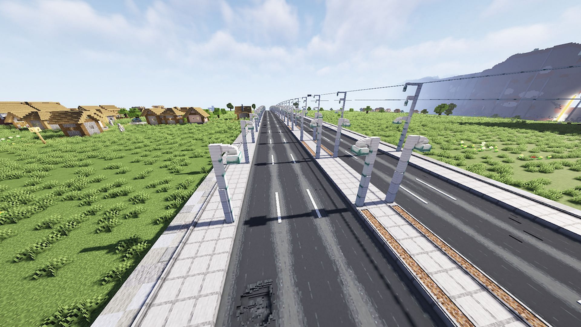 Minecraft player creates realistic highway using mod