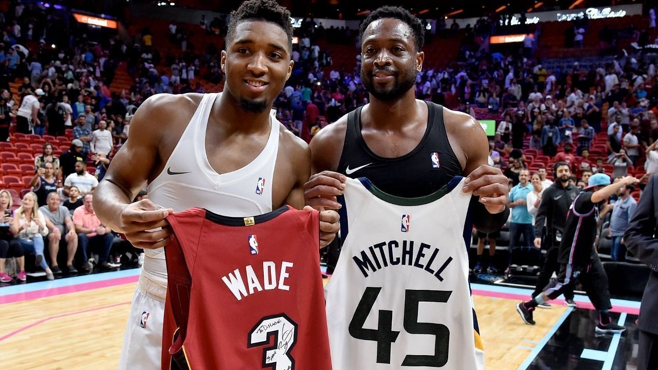 Dwyane Wade and Donovan Mitchell swap jerseys [Image Source The Sports Rush]