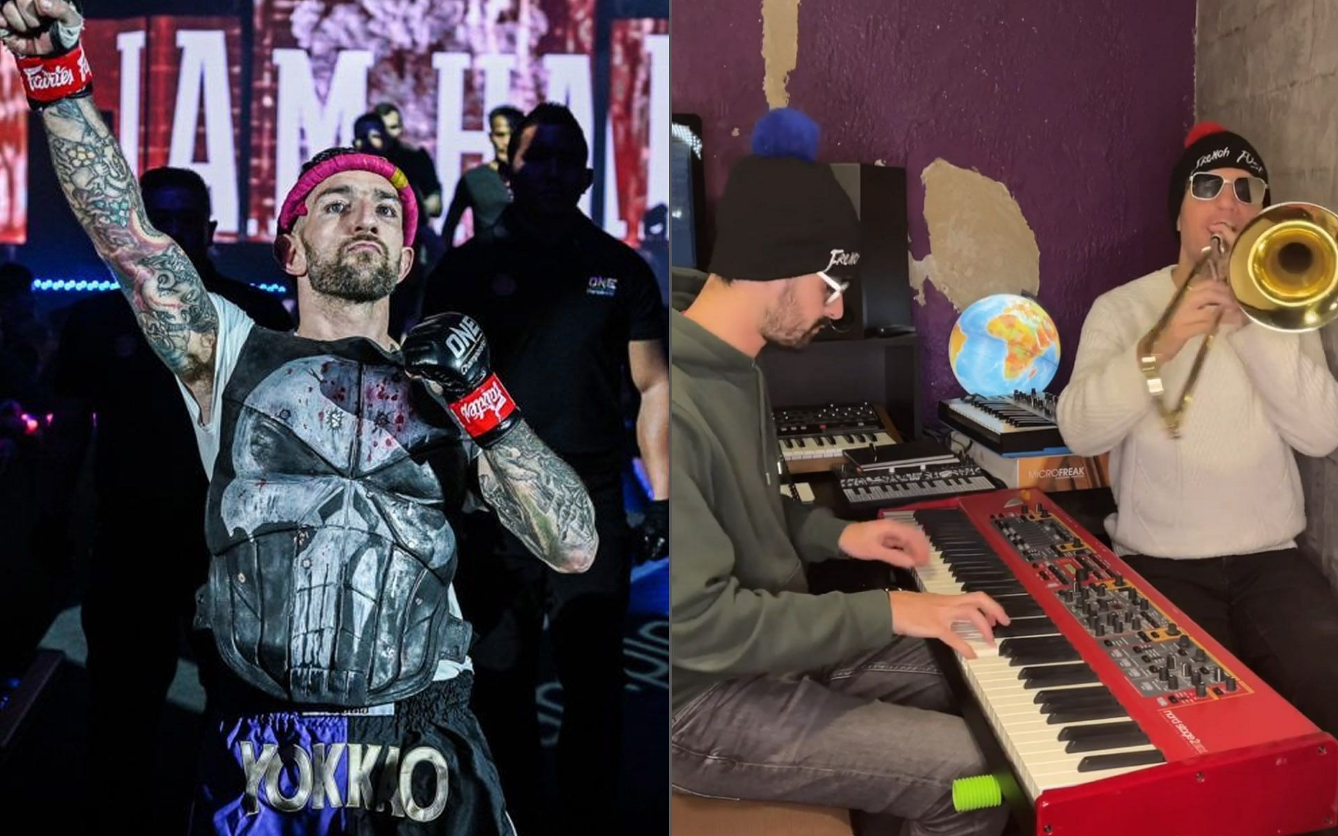 Only French Fuse (R) could create beautiful music with pad work from Liam Harrison (L). | [Photos: ONE Championship/@frenchfusemusic on Instagram]