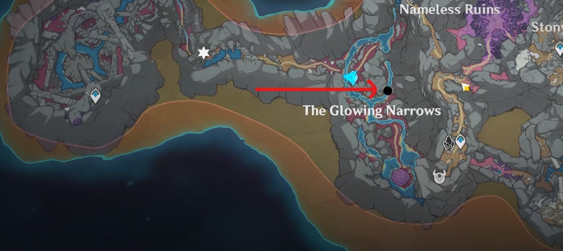 Genshin Impact All Orb of the Blue Depths locations in the Chasm map