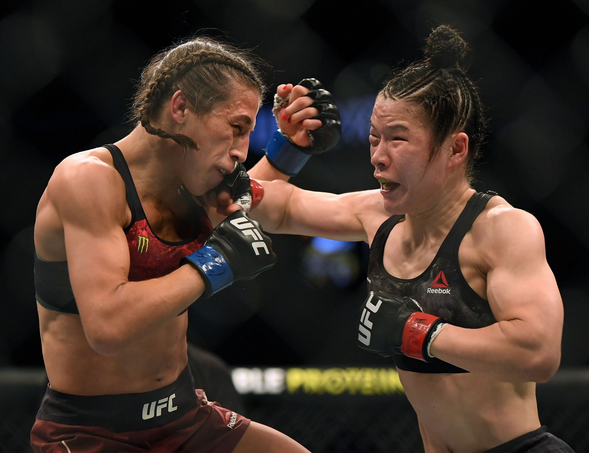 UFC 248 - Joanna Jędrzejczyk (left) vs. Zhamg Weili