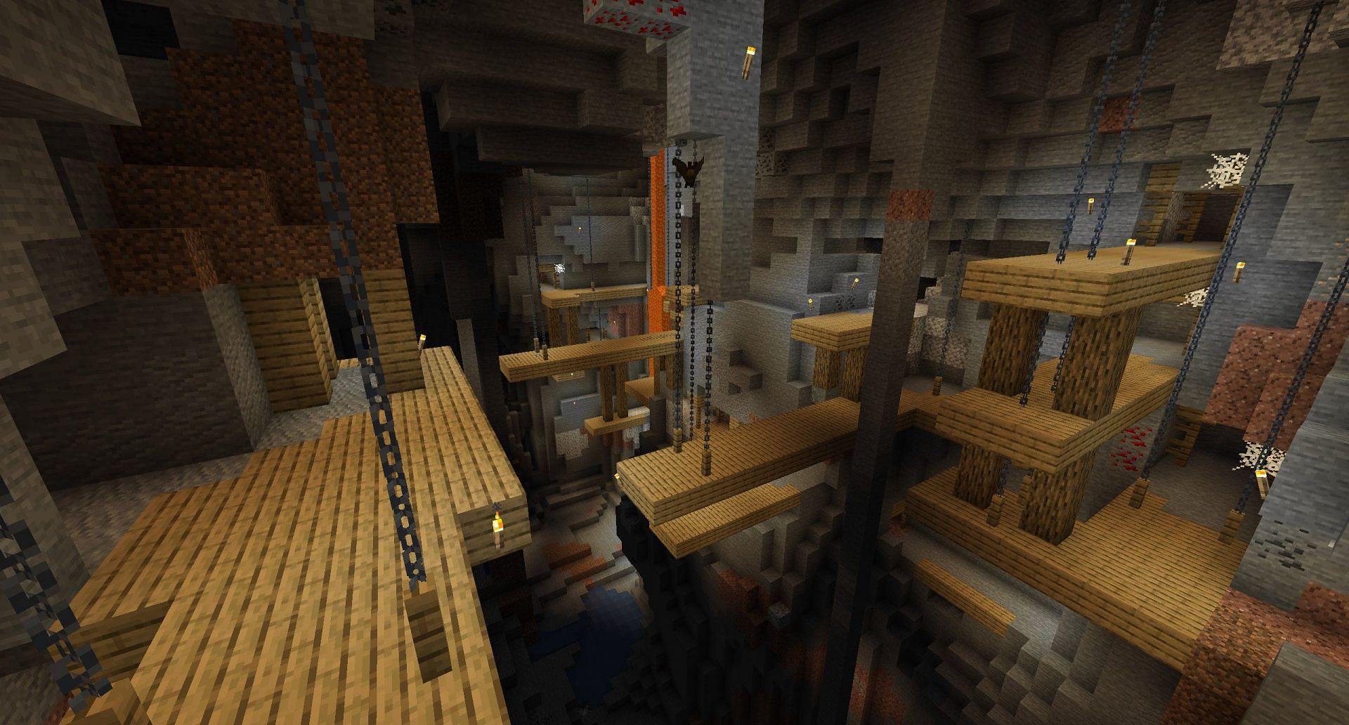 An example of a mineshaft (Image via Minecraft)