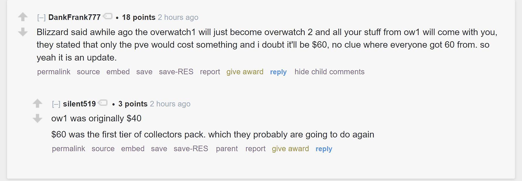 Fans talking about Overwatch 2 pricing (Image via Reddit/r/LivestreamFail)