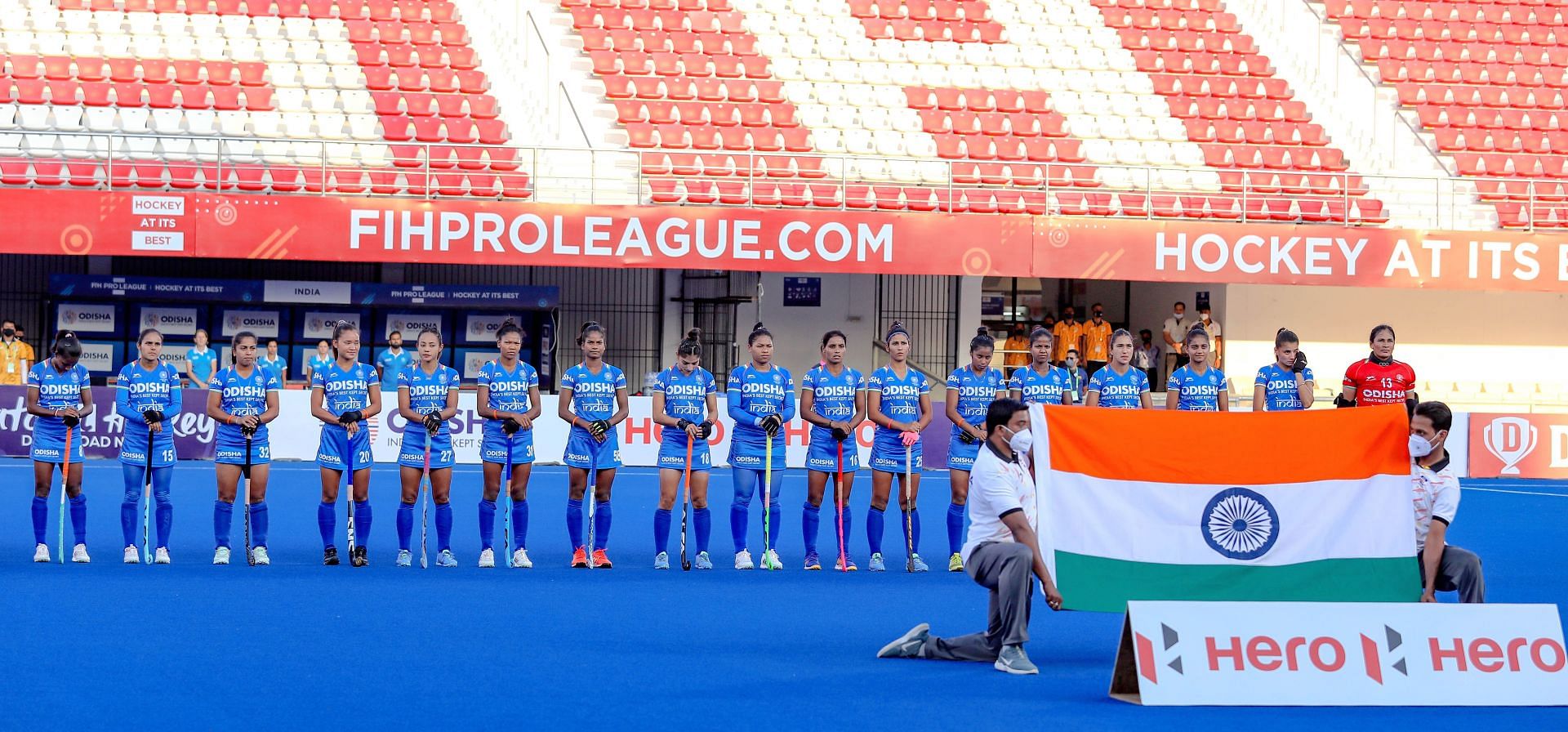 Indian women&#039;s hockey team at the FIH Pro League. (PC: Hockey India)
