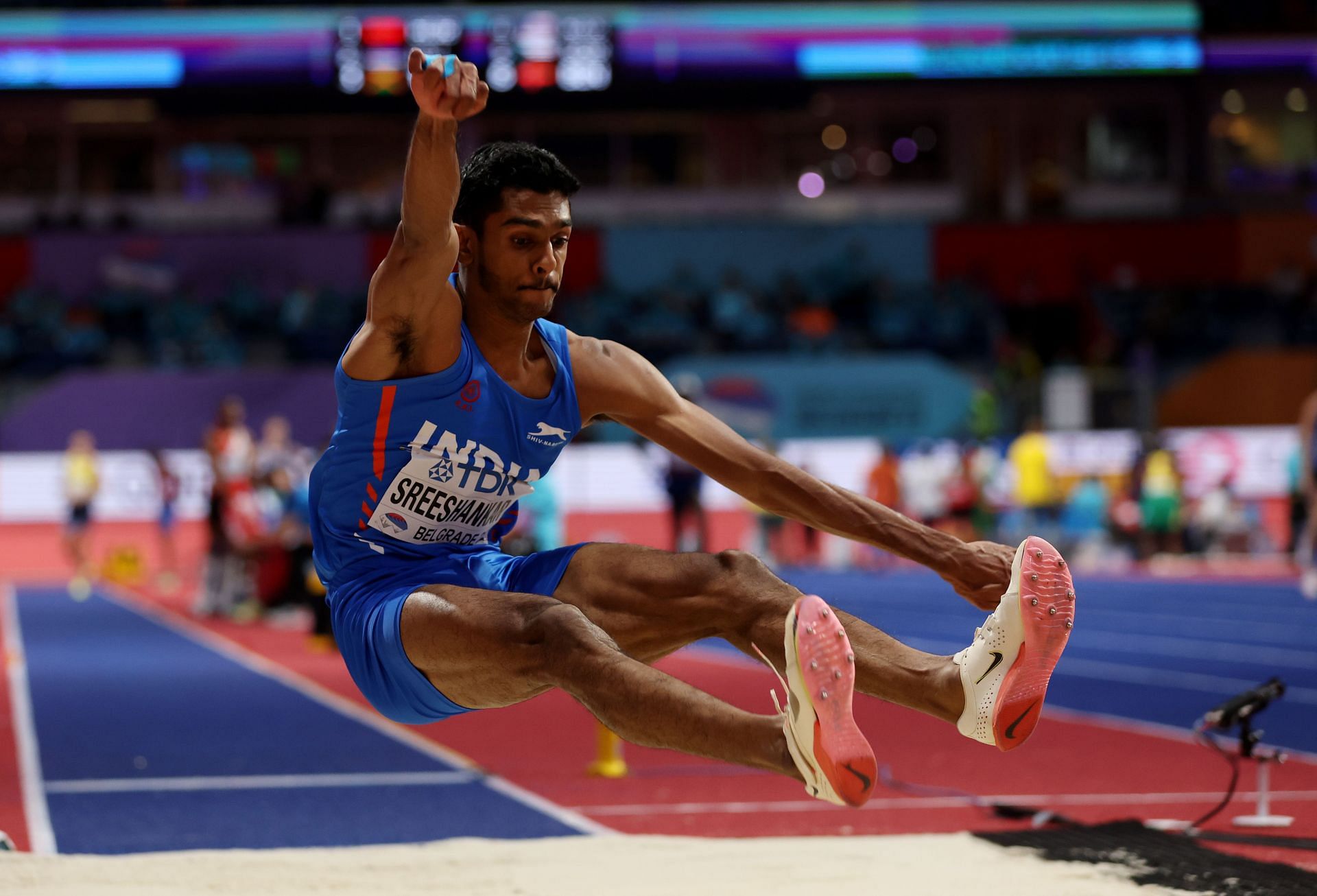 Murali Sreeshankar at the World Athletics Indoor Championships in Belgrade. (PC: Getty Images)