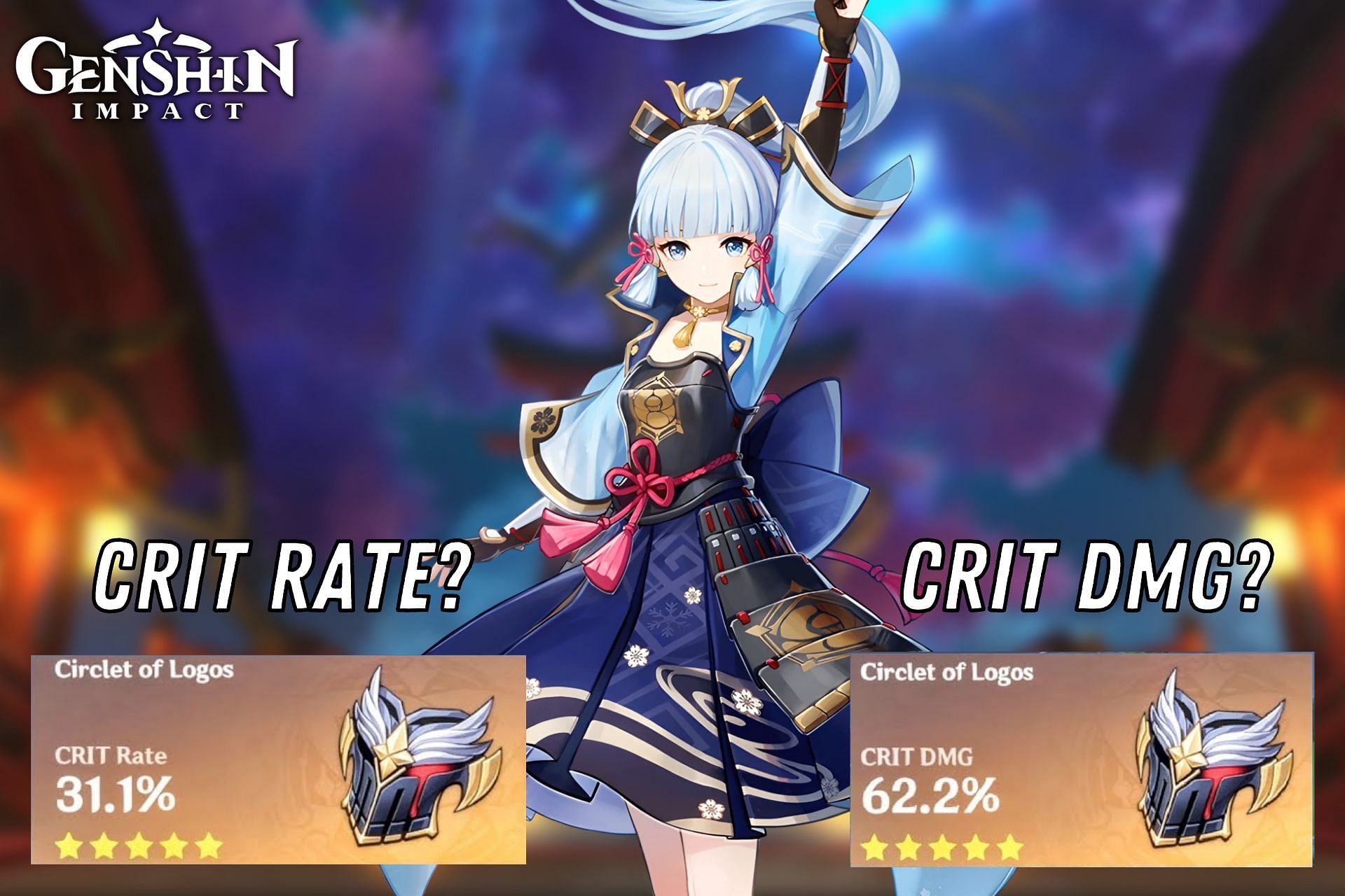 Crit Rate and Crit DMG stats for Ayaka in Genshin Impact (Image via Sportskeeda)