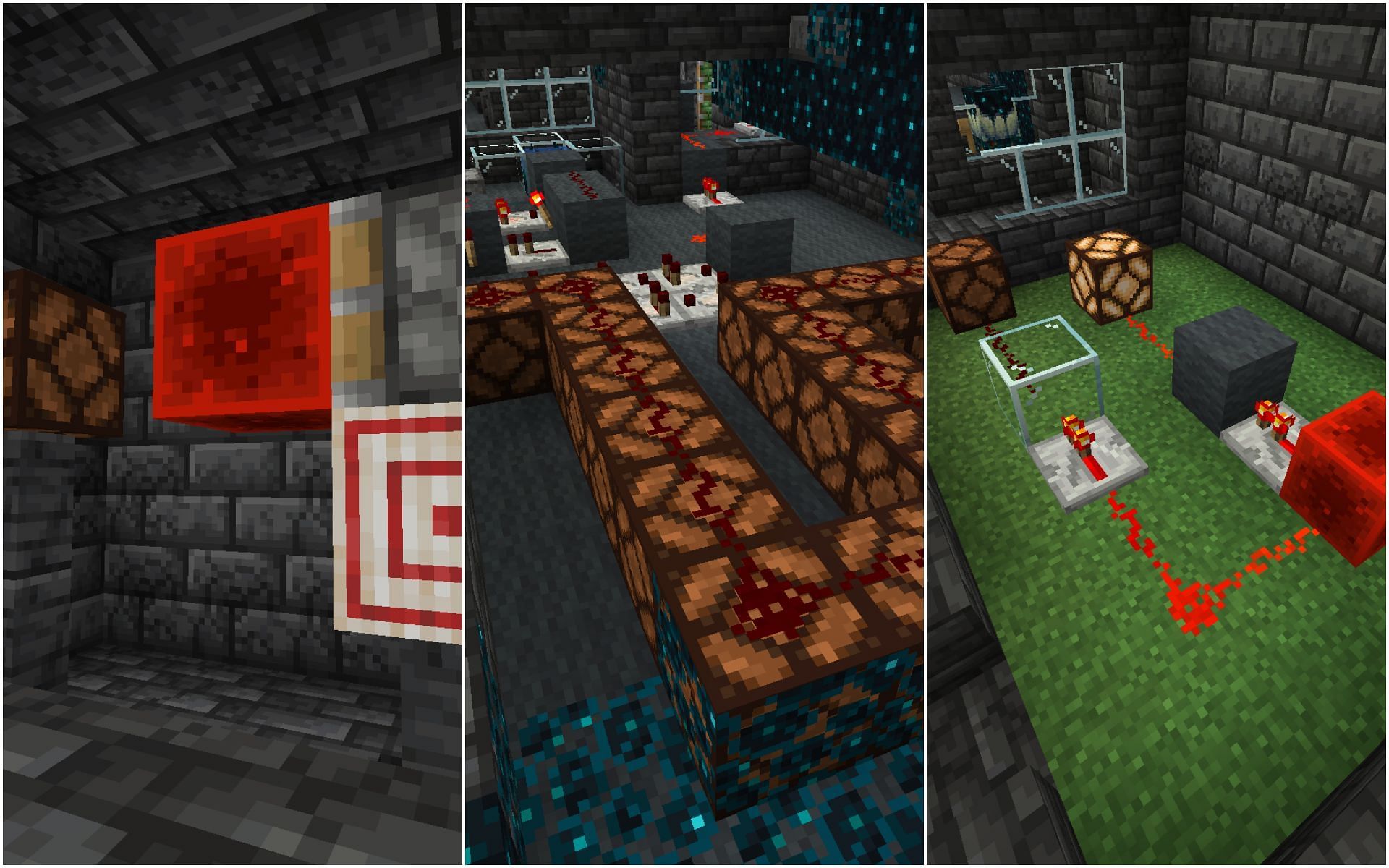 Different types of redstone contraptions in Ancient City (Image via Mojang)