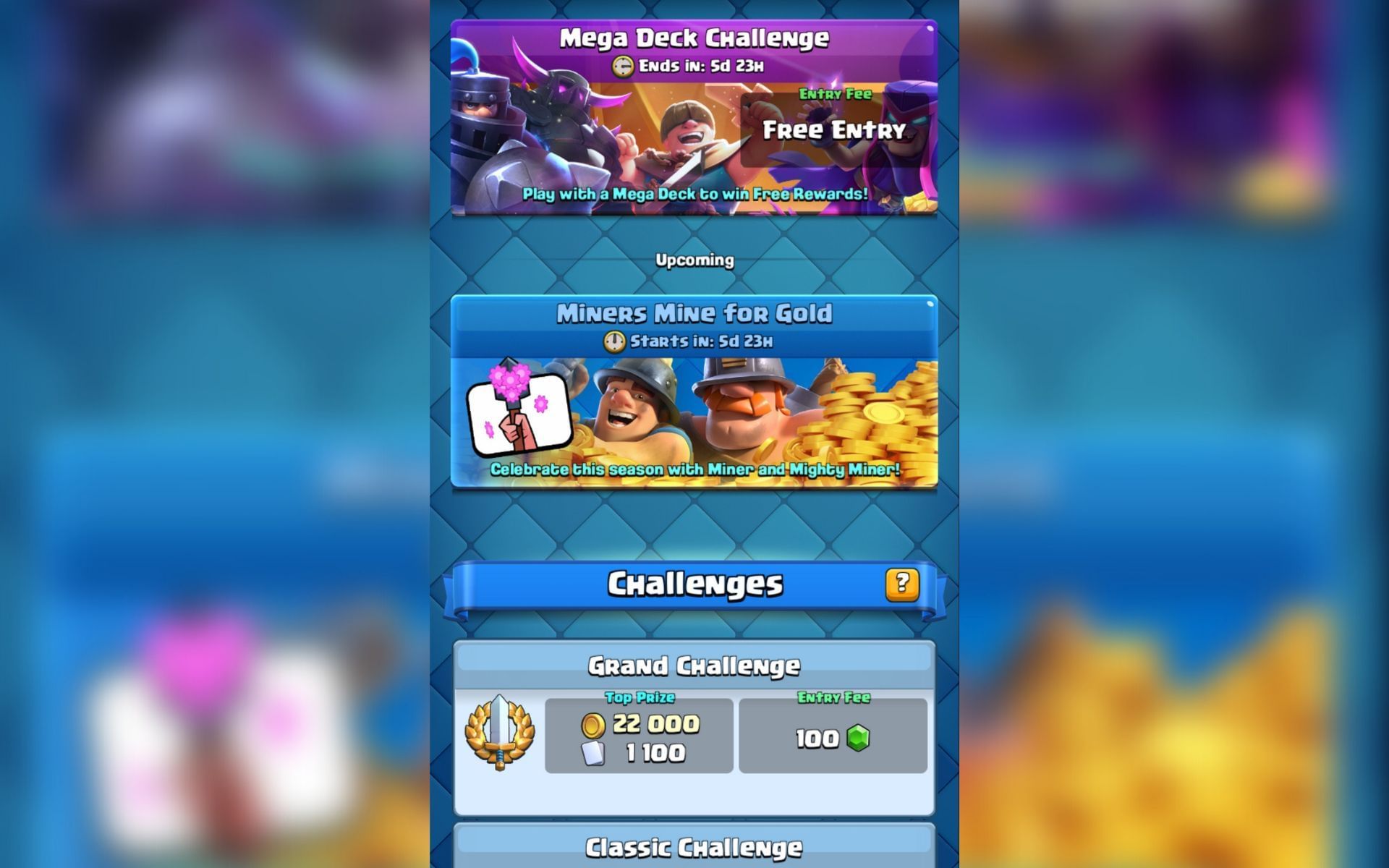 Miner Mine for Gold Challenge in Clash Royale Information, rewards
