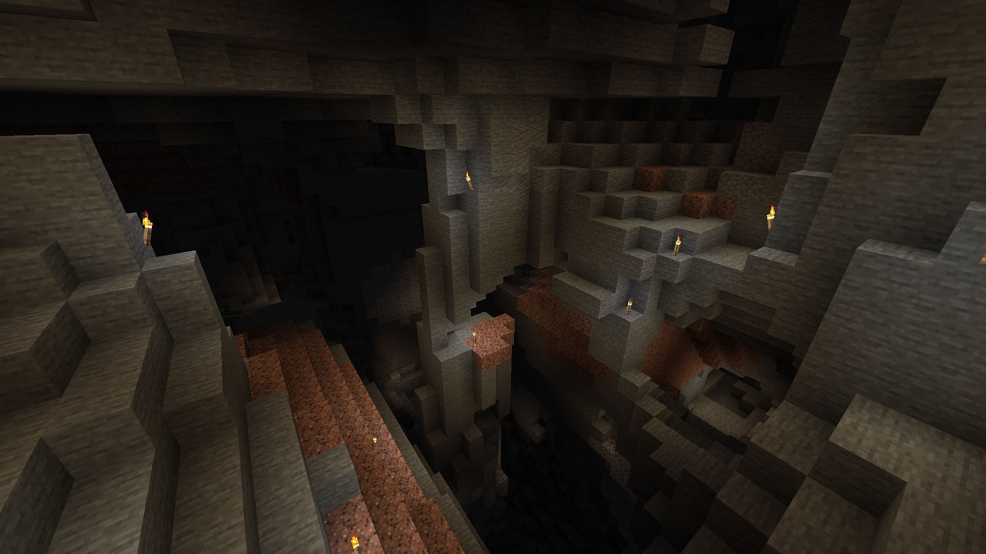 A cave was generated with the new world generation. (Image via Minecraft)