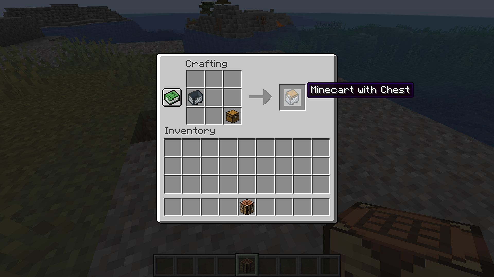 Minecart with chest crafting recipe (Image via Mojang)