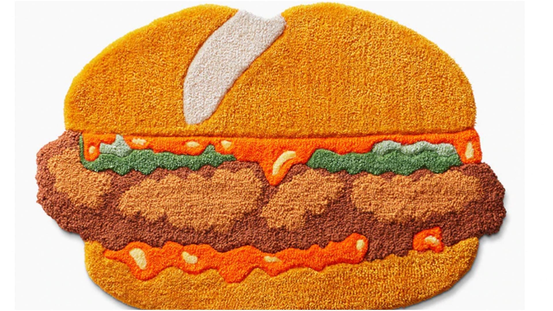 McDonald&#039;s Crispy Chicken Sandwich has now taken the form of a rug (Image via UnlimitedArches.com)