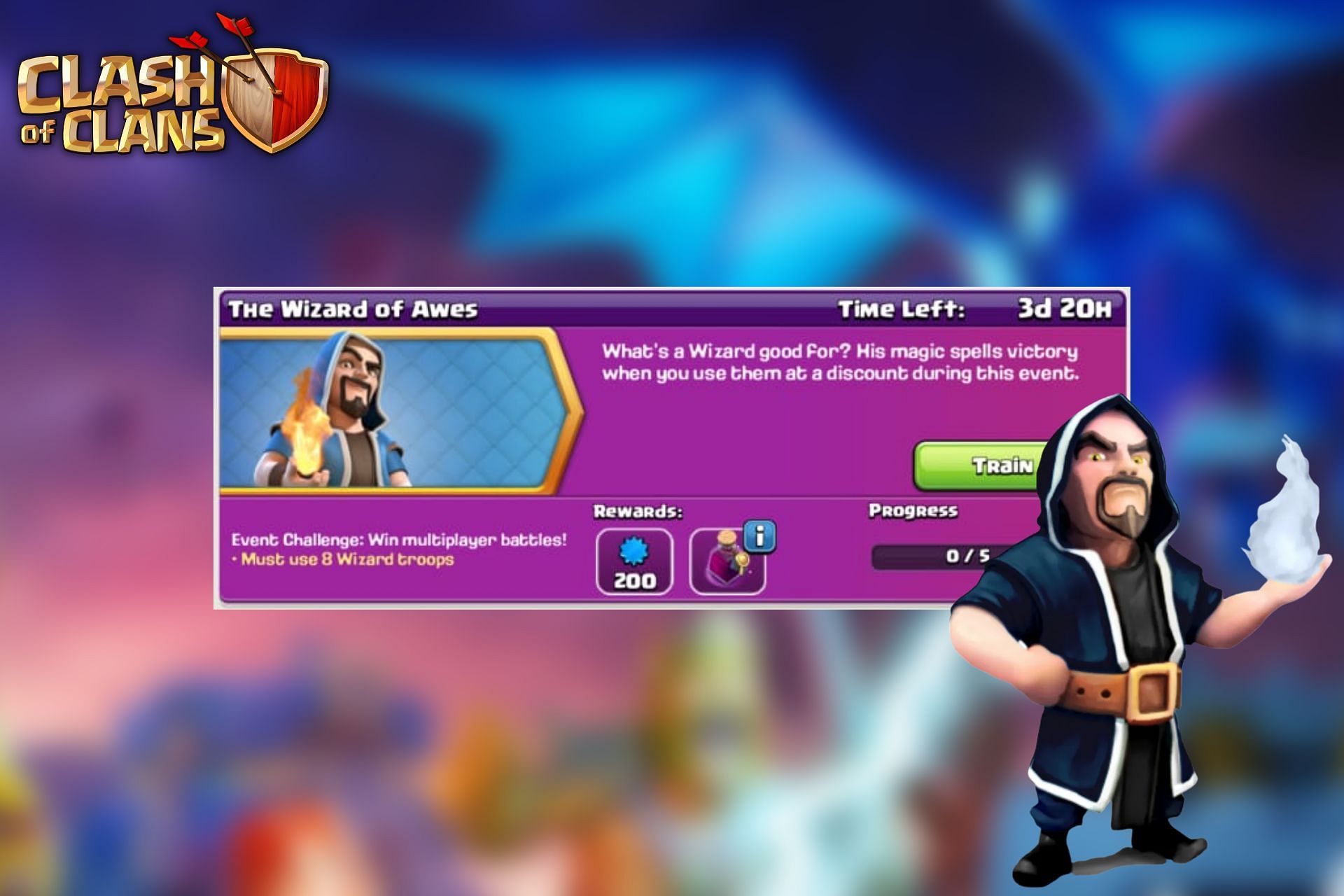 Wizard of Awes challenge in Clash of Clans (Image via Sportskeeda)