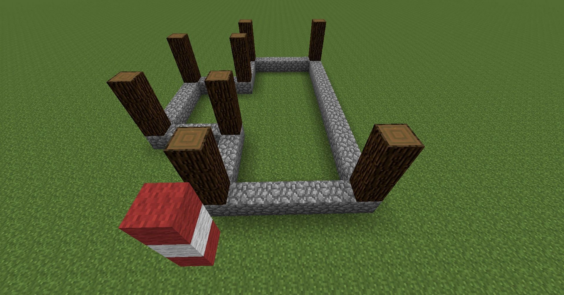 A basic room foundation featuring cobblestone and wooden logs, which can be utilized in mansions (Image via Mojang)