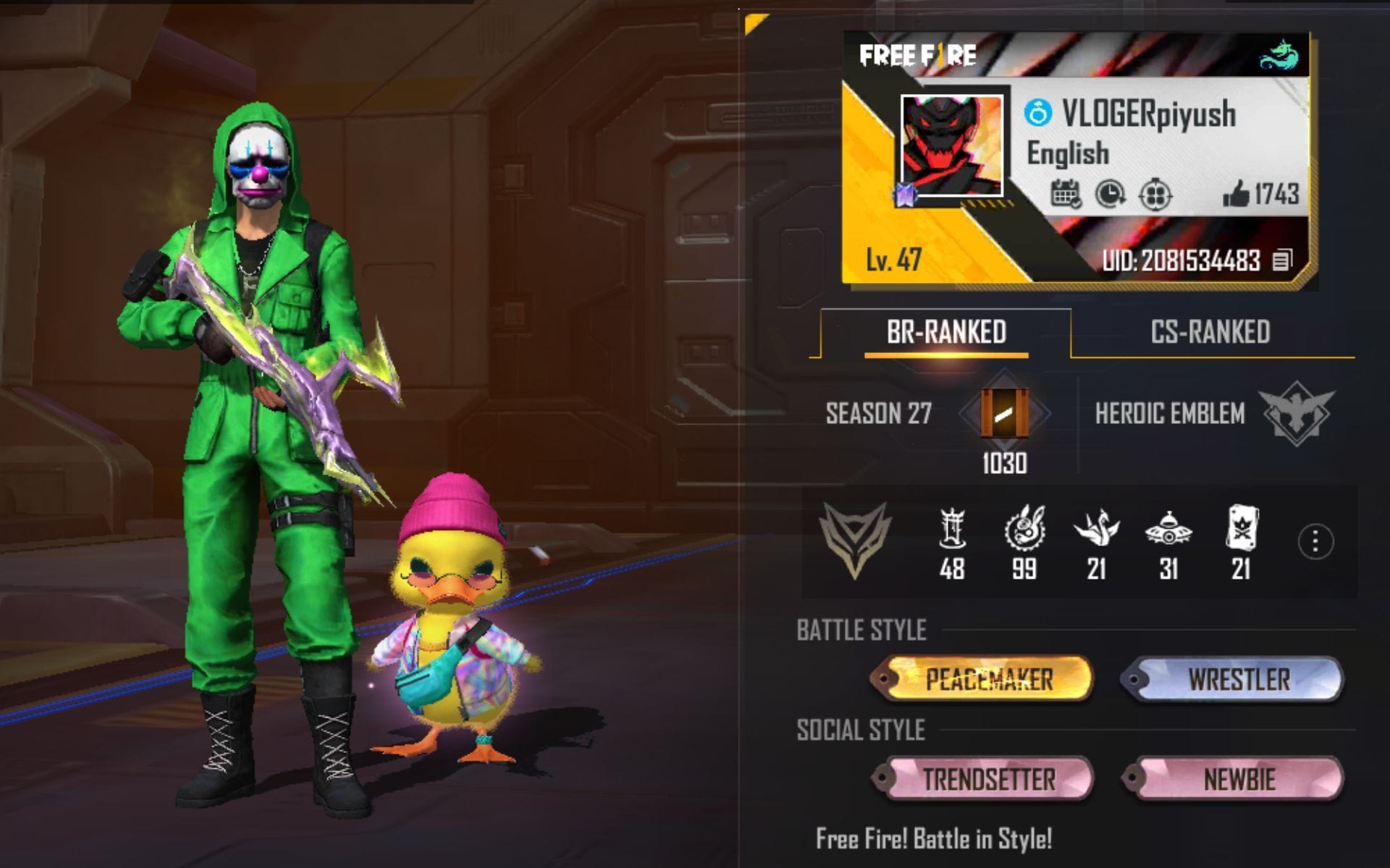 Piyush Joshi Gaming’s Free Fire ID, stats, K/D, and YouTube details (April 2022)