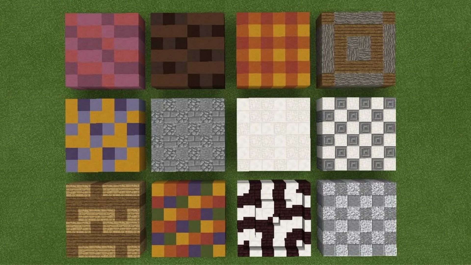 Various flooring patterns that can be utilized with different block types (Image via u/TacoLolz/Reddit)