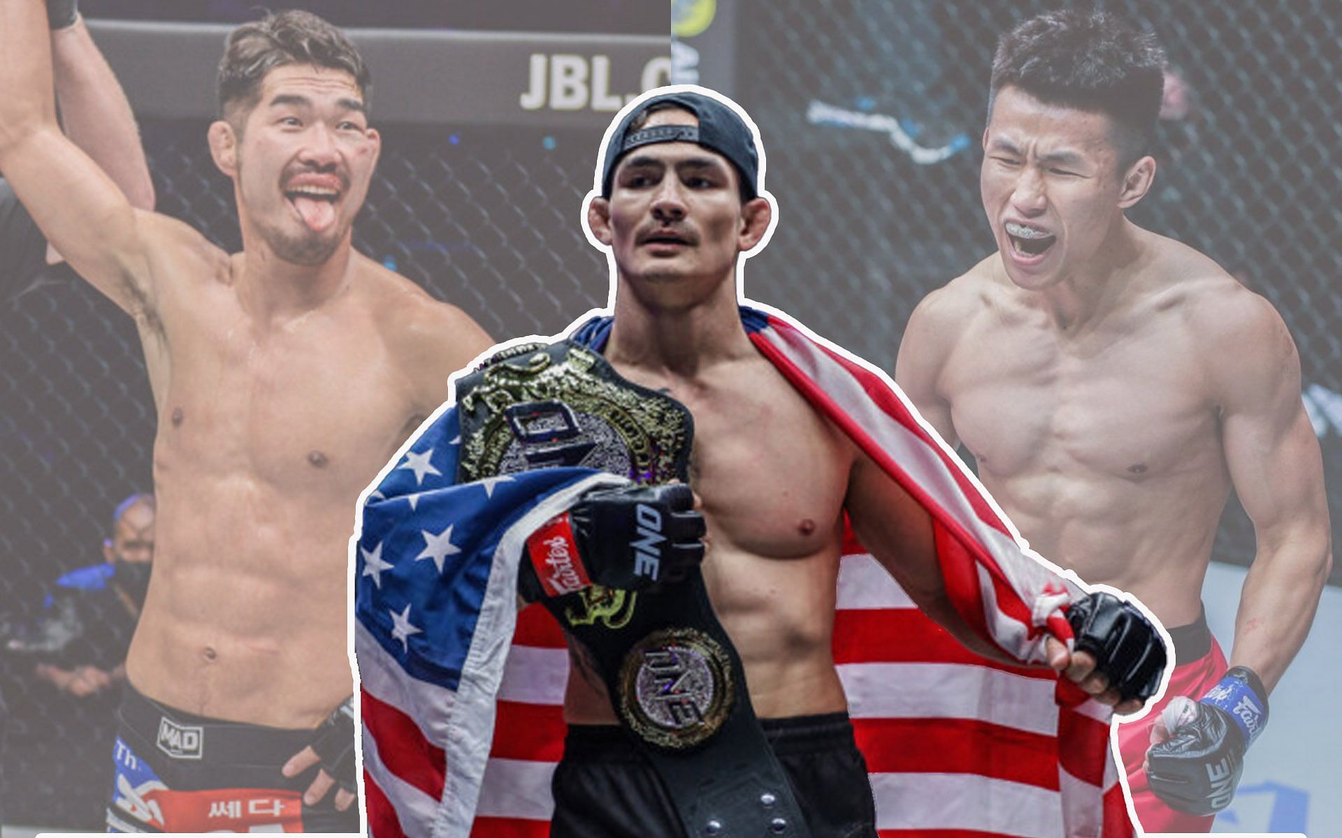 Thanh Le (C) is keeping his options open between challenging Ok Rae Yoon (L) or defending against Tang Kai (R). | [Photos: ONE Championship]